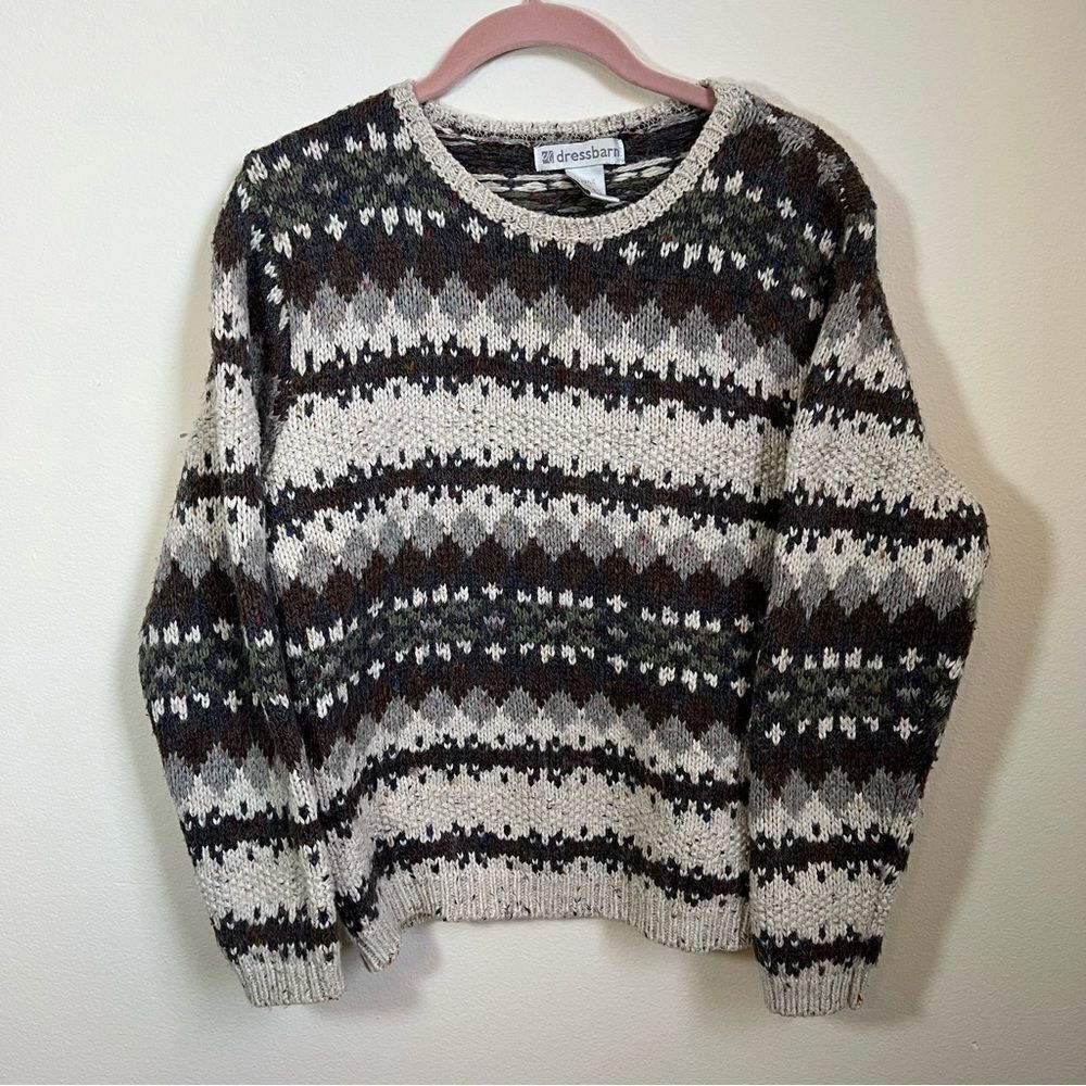 ✨ Dressbarn Women's Black and Gray Patterned Sweater Wool Blend‎ Small
